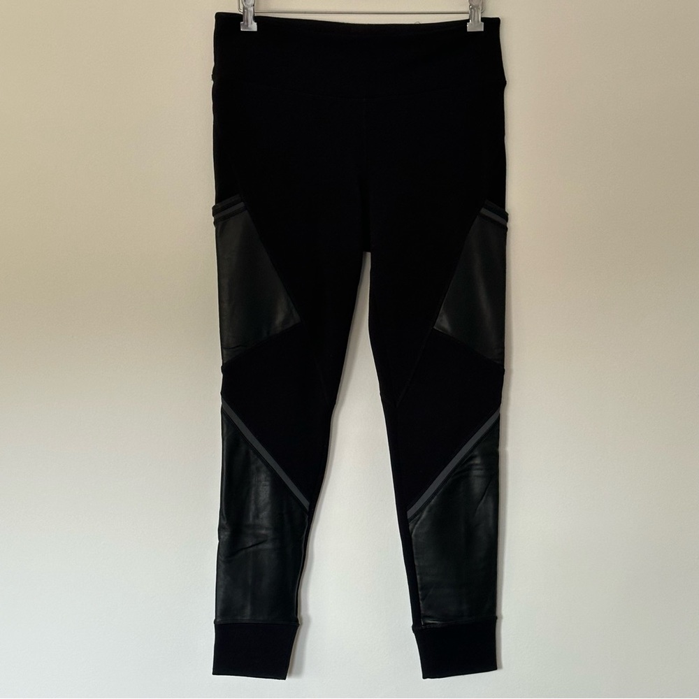 Athleta | Leggings with Faux Leather | L